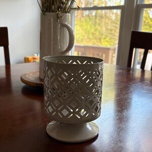 White Lattice Candle Holder